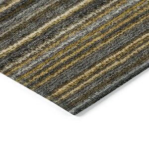 Homeroots 3' Denim Blue And Gray Striped Washable Area Rug For Indoor And Outdoor Use – Durable & Stylish! 3' X 5' Polyester 577775