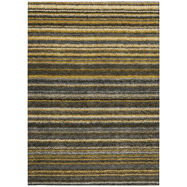 Homeroots 3' Denim Blue And Gray Striped Washable Area Rug For Indoor And Outdoor Use – Durable & Stylish! 5' X 8' Polyester 577776