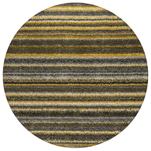 HomeRoots 5' Gold Beige and Wheat Striped Indoor Outdoor Area Rug - Stylish, Durable, Machine Washable Design 8' Round 577777