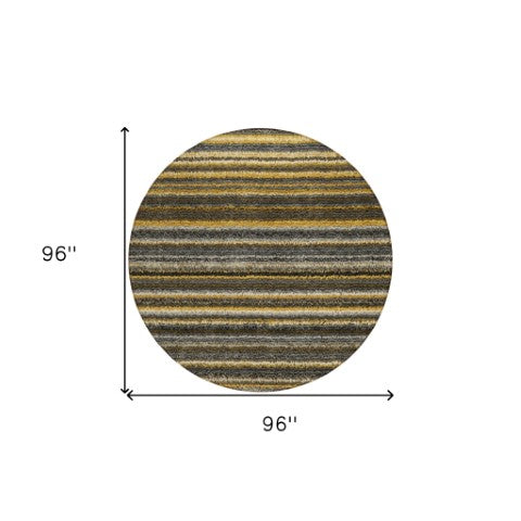 Homeroots 3' Denim Blue And Gray Striped Washable Area Rug For Indoor And Outdoor Use – Durable & Stylish! 8' Round Polyester 577777