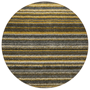 Homeroots 3' Denim Blue And Gray Striped Washable Area Rug For Indoor And Outdoor Use – Durable & Stylish! 8' Round Polyester 577777