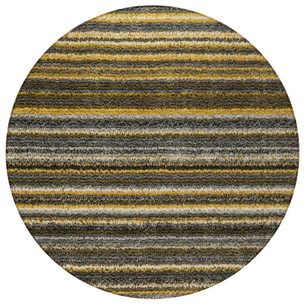 Homeroots 3' Denim Blue And Gray Striped Washable Area Rug For Indoor And Outdoor Use – Durable & Stylish! 8' Round Polyester 577777