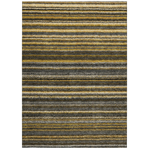 Homeroots 3' Denim Blue And Gray Striped Washable Area Rug For Indoor And Outdoor Use – Durable & Stylish! 9' X 12' Polyester 577779