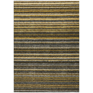 HomeRoots 9' Striped Indoor Outdoor Area Rug in Gold, Beige & Wheat - Durable, Washable, Versatile Design! 9' X 12' 577779