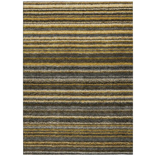 HomeRoots 9' Striped Indoor Outdoor Area Rug in Gold, Beige & Wheat - Durable, Washable, Versatile Design! 9' X 12' 577779