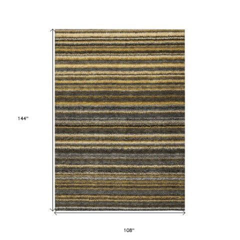 Homeroots 3' Denim Blue And Gray Striped Washable Area Rug For Indoor And Outdoor Use – Durable & Stylish! 9' X 12' Polyester 577779