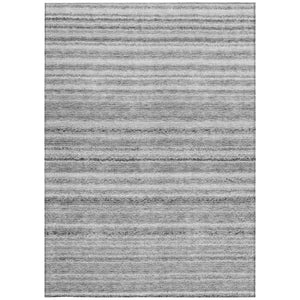 Homeroots 3' Denim Blue And Gray Striped Washable Area Rug For Indoor And Outdoor Use – Durable & Stylish! 3' X 5' Polyester 577781