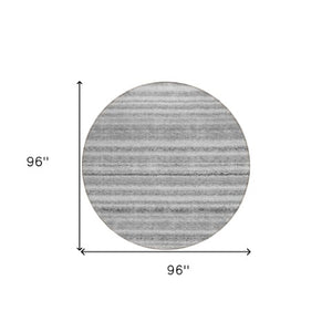 Homeroots 3' Denim Blue And Gray Striped Washable Area Rug For Indoor And Outdoor Use – Durable & Stylish! 8' Round Polyester 577783