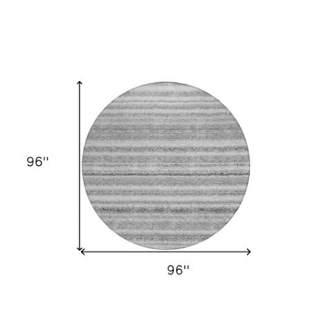 Homeroots 3' Denim Blue And Gray Striped Washable Area Rug For Indoor And Outdoor Use – Durable & Stylish! 8' Round Polyester 577783