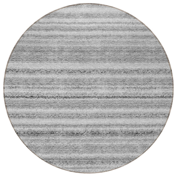 Homeroots 3' Denim Blue And Gray Striped Washable Area Rug For Indoor And Outdoor Use – Durable & Stylish! 8' Round Polyester 577783