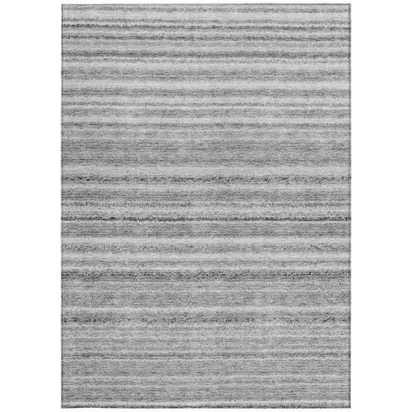 Homeroots 3' Denim Blue And Gray Striped Washable Area Rug For Indoor And Outdoor Use – Durable & Stylish! 8' X 10' Polyester 577784
