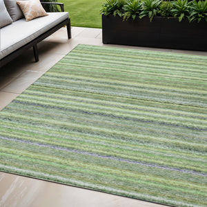 Homeroots 3' Denim Blue And Gray Striped Washable Area Rug For Indoor And Outdoor Use – Durable & Stylish! 5' X 8' Polyester 577788