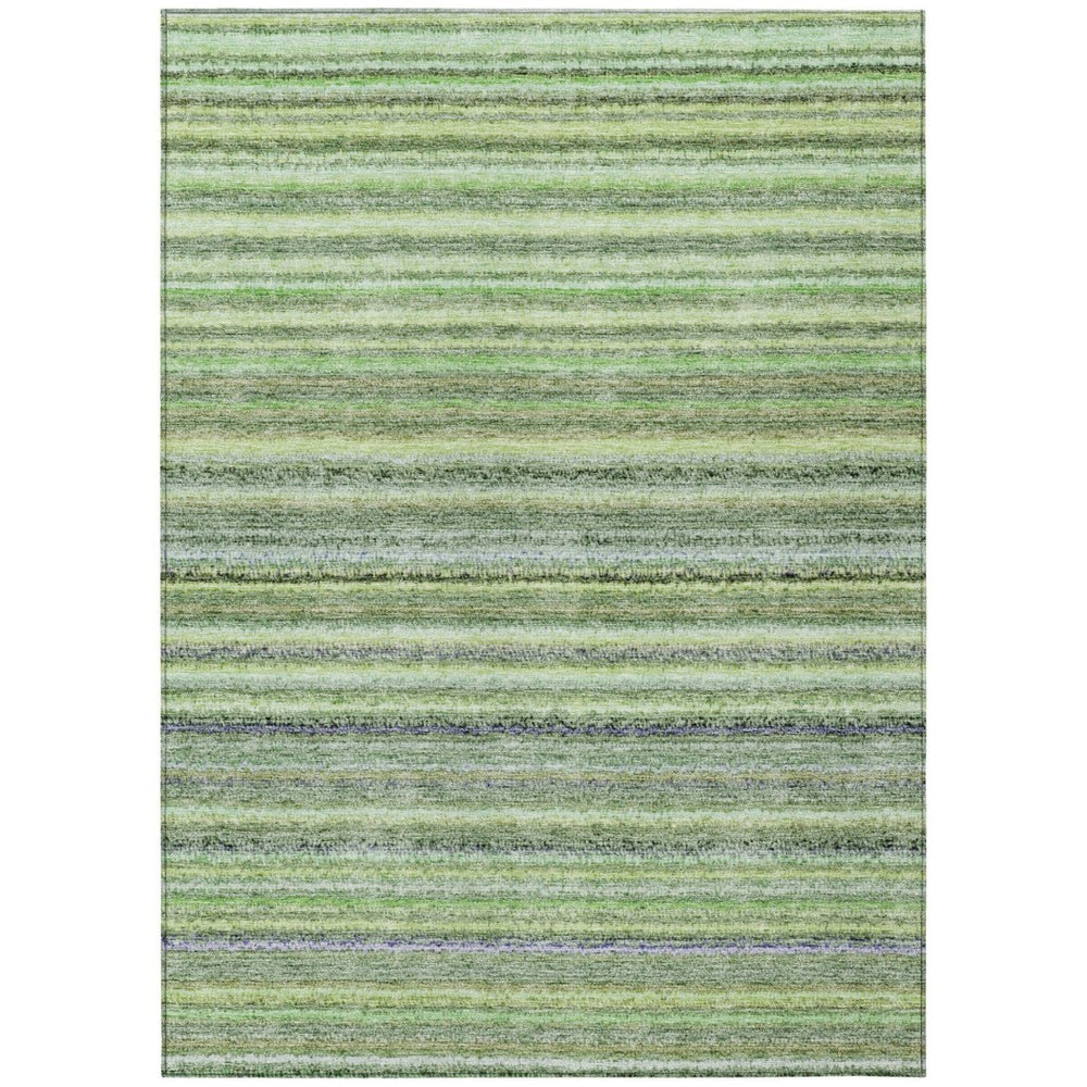 HomeRoots 5' Striped Washable Area Rug in Artichoke and Olive Green - Durable Indoor/Outdoor Comfort Solution 5' X 8' 577788