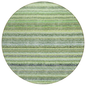 HomeRoots 5' Striped Washable Area Rug in Artichoke and Olive Green - Durable Indoor/Outdoor Comfort Solution 8' Round 577789
