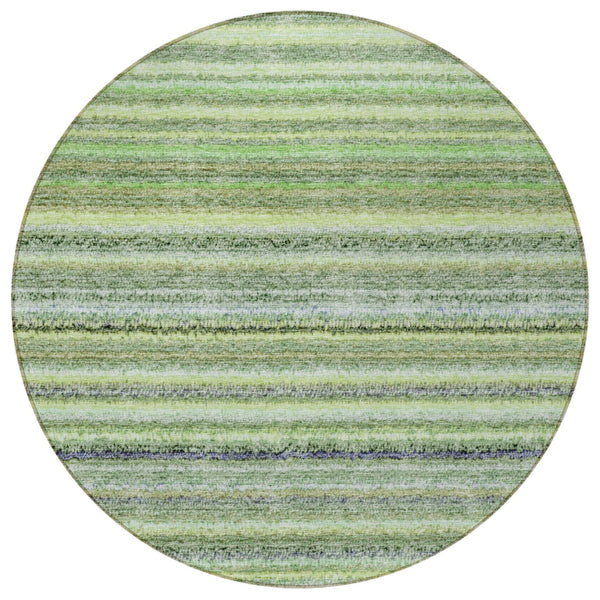 Homeroots 3' Denim Blue And Gray Striped Washable Area Rug For Indoor And Outdoor Use – Durable & Stylish! 8' Round Polyester 577789