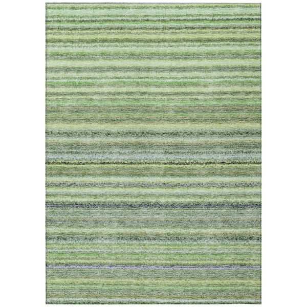HomeRoots 5' Striped Washable Area Rug in Artichoke and Olive Green - Durable Indoor/Outdoor Comfort Solution 8' X 10' 577790