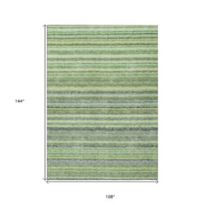 Homeroots 3' Denim Blue And Gray Striped Washable Area Rug For Indoor And Outdoor Use – Durable & Stylish! 9' X 12' Polyester 577791