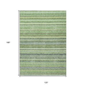 Homeroots 3' Denim Blue And Gray Striped Washable Area Rug For Indoor And Outdoor Use – Durable & Stylish! 10' X 14' Polyester 577792