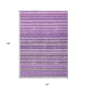 Homeroots 3' Denim Blue And Gray Striped Washable Area Rug For Indoor And Outdoor Use – Durable & Stylish! 10' X 14' Polyester 577798