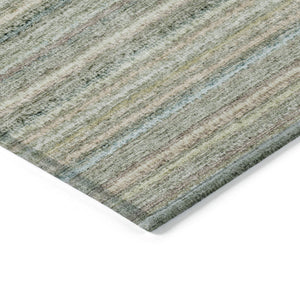 Homeroots 3' Denim Blue And Gray Striped Washable Area Rug For Indoor And Outdoor Use – Durable & Stylish! 3' X 5' Polyester 577799