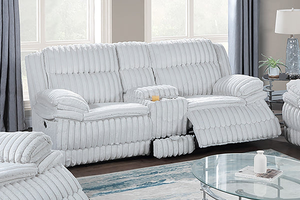 English Elm Modern Corduroy Reclining Loveseat and Chair Set with Console Storage Drawer B011S02404