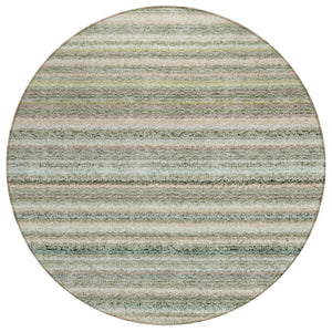 HomeRoots 5' Sage Mint Green and Beige Striped Indoor Outdoor Area Rug – Durable, Washable, Versatile Style 8' Round 577801