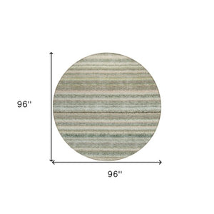 Homeroots 3' Denim Blue And Gray Striped Washable Area Rug For Indoor And Outdoor Use – Durable & Stylish! 8' Round Polyester 577801