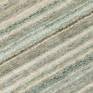 Homeroots 3' Denim Blue And Gray Striped Washable Area Rug For Indoor And Outdoor Use – Durable & Stylish! 8' Round Polyester 577801