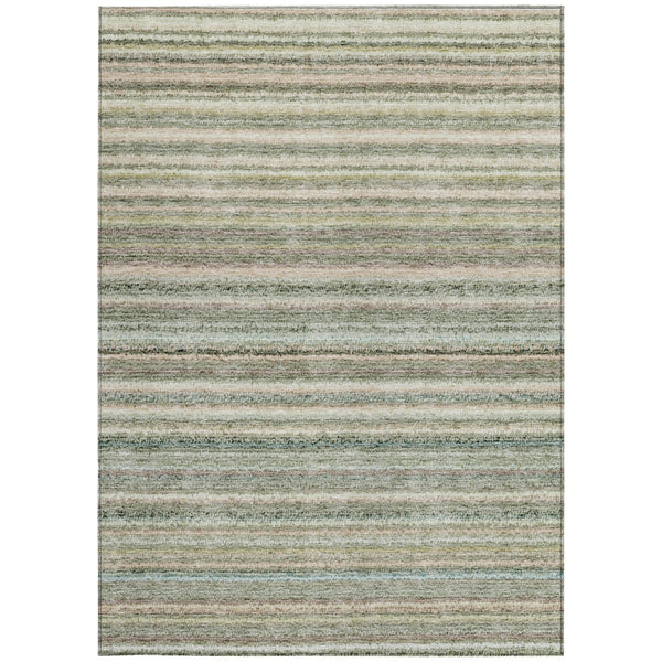 Homeroots 3' Denim Blue And Gray Striped Washable Area Rug For Indoor And Outdoor Use – Durable & Stylish! 8' X 10' Polyester 577802