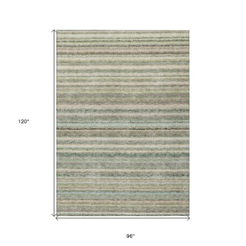 Homeroots 3' Denim Blue And Gray Striped Washable Area Rug For Indoor And Outdoor Use – Durable & Stylish! 8' X 10' Polyester 577802