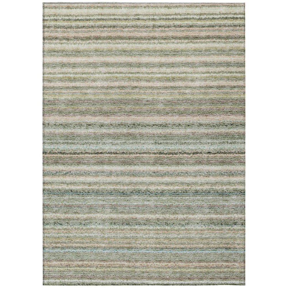 HomeRoots 9' Sage Mint Green and Beige Striped Indoor Outdoor Area Rug - Durable, Washable, Versatile Design 9' X 12' 577803
