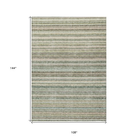 Homeroots 3' Denim Blue And Gray Striped Washable Area Rug For Indoor And Outdoor Use – Durable & Stylish! 9' X 12' Polyester 577803