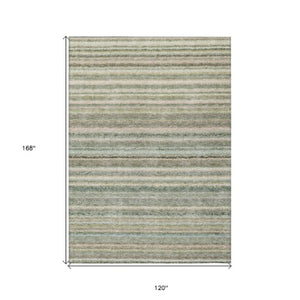 Homeroots 3' Denim Blue And Gray Striped Washable Area Rug For Indoor And Outdoor Use – Durable & Stylish! 10' X 14' Polyester 577804