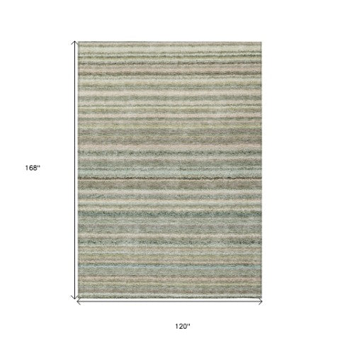 Homeroots 3' Denim Blue And Gray Striped Washable Area Rug For Indoor And Outdoor Use – Durable & Stylish! 10' X 14' Polyester 577804