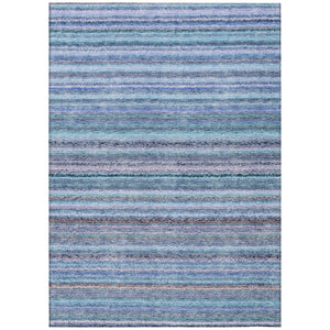 HomeRoots 9' Stylish Striped Area Rug in Sky Blue and Navy - Durable, Washable for Indoor and Outdoor Use 9' X 12' 577809