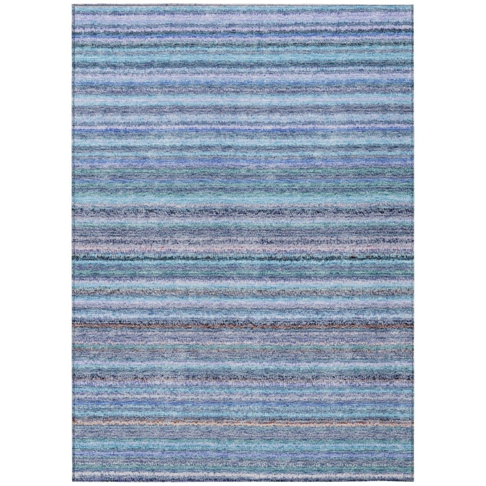 HomeRoots 5' Striped Sky Blue and Navy Durable Indoor Outdoor Area Rug for Versatile Coastal Living Spaces 10' X 14' 577810