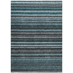 Homeroots 3' Denim Blue And Gray Striped Washable Area Rug For Indoor And Outdoor Use – Durable & Stylish! 5' X 8' Polyester 577812