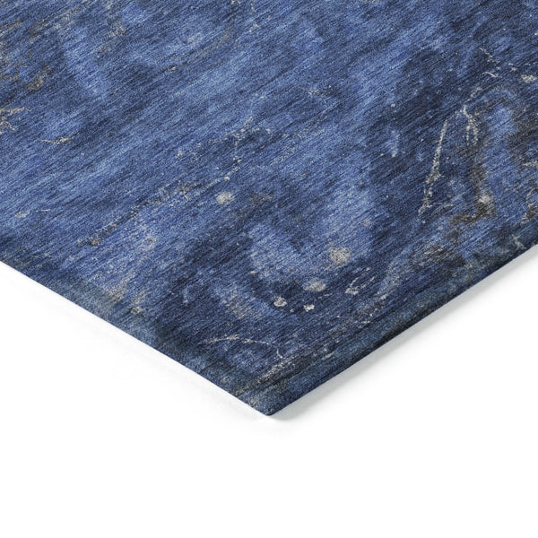 Homeroots 3' Denim Blue And Sky Blue Abstract Washable Area Rug – Perfect For Indoor And Outdoor Spaces! 5' X 8' Polyester 577818