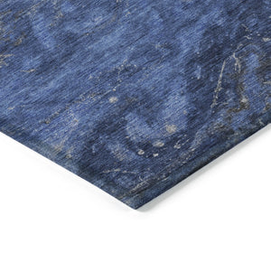 Homeroots 3' Denim Blue And Sky Blue Abstract Washable Area Rug – Perfect For Indoor And Outdoor Spaces! 9' X 12' Polyester 577821