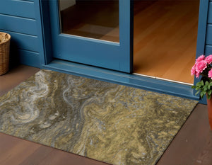 Homeroots 3' Denim Blue And Sky Blue Abstract Washable Area Rug – Perfect For Indoor And Outdoor Spaces! 3' X 5' Polyester 577823