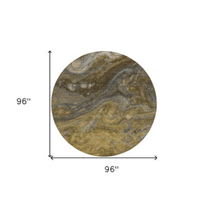 Homeroots 3' Denim Blue And Sky Blue Abstract Washable Area Rug – Perfect For Indoor And Outdoor Spaces! 8' Round Polyester 577825