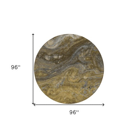 Homeroots 3' Denim Blue And Sky Blue Abstract Washable Area Rug – Perfect For Indoor And Outdoor Spaces! 8' Round Polyester 577825