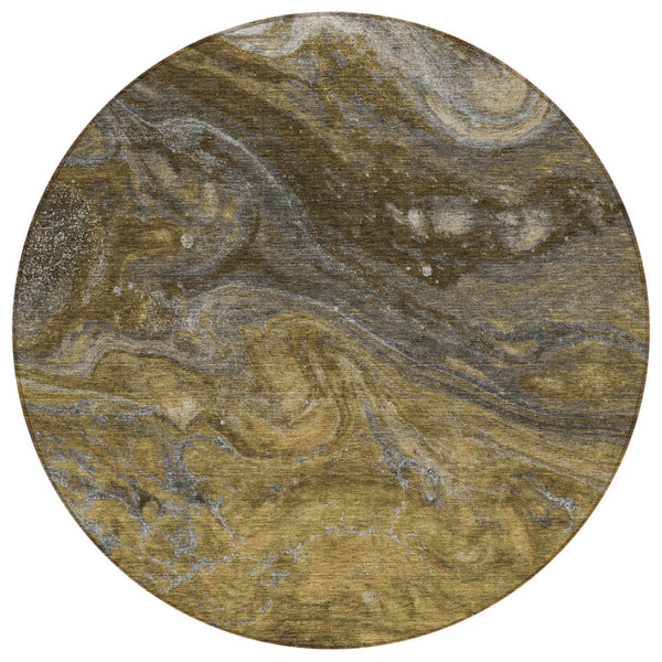 Homeroots 3' Denim Blue And Sky Blue Abstract Washable Area Rug – Perfect For Indoor And Outdoor Spaces! 8' Round Polyester 577825