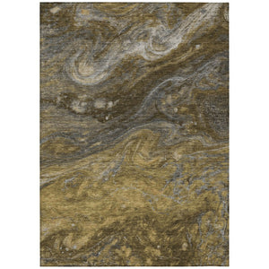 HomeRoots 5' Abstract Washable Area Rug in Brown Taupe & Chocolate - Durable, Stylish, Indoor/Outdoor Use 8' X 10' 577826