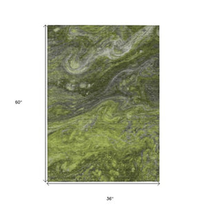 Homeroots 3' Denim Blue And Sky Blue Abstract Washable Area Rug – Perfect For Indoor And Outdoor Spaces! 3' X 5' Polyester 577829