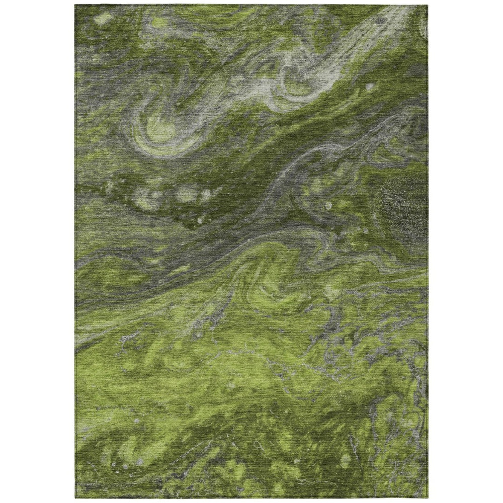 HomeRoots 5' Stylish Olive Green and Lime Abstract Area Rug – Durable, Washable for Indoor or Outdoor Use 5' X 8' 577830