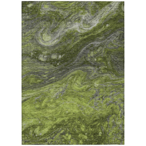 HomeRoots 5' Stylish Olive Green and Lime Abstract Area Rug – Durable, Washable for Indoor or Outdoor Use 5' X 8' 577830