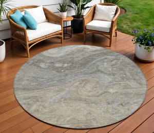 Homeroots 3' Denim Blue And Sky Blue Abstract Washable Area Rug – Perfect For Indoor And Outdoor Spaces! 8' Round Polyester 577837