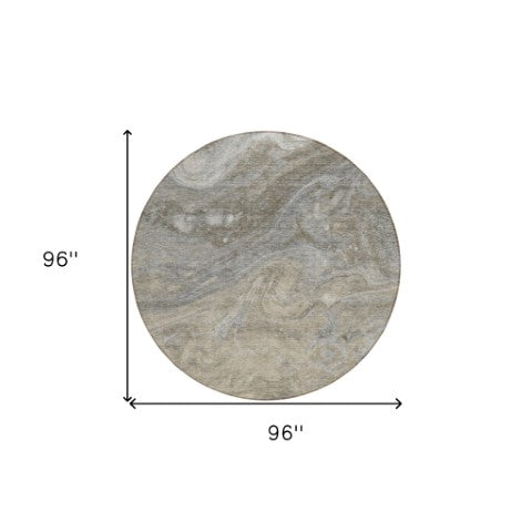 Homeroots 3' Denim Blue And Sky Blue Abstract Washable Area Rug – Perfect For Indoor And Outdoor Spaces! 8' Round Polyester 577837