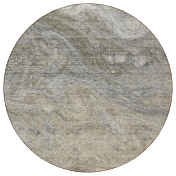 Homeroots 3' Denim Blue And Sky Blue Abstract Washable Area Rug – Perfect For Indoor And Outdoor Spaces! 8' Round Polyester 577837